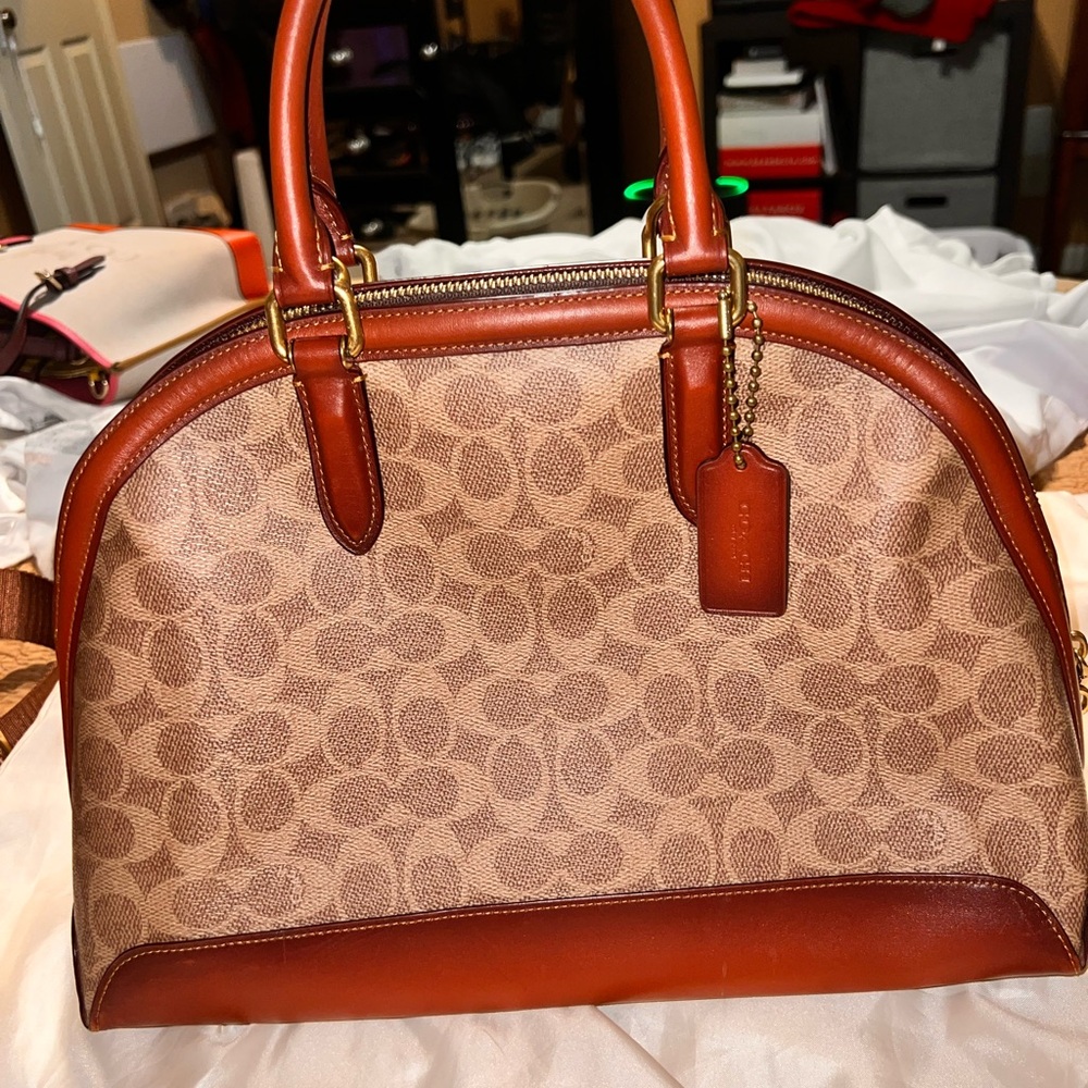 Logo Leather Coach Bag